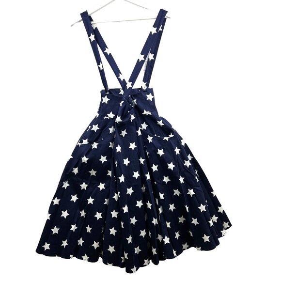 Collectif Womens Blue White Alexa Stars Swing Skirt Overall Size XS High Waist - Picture 1 of 13